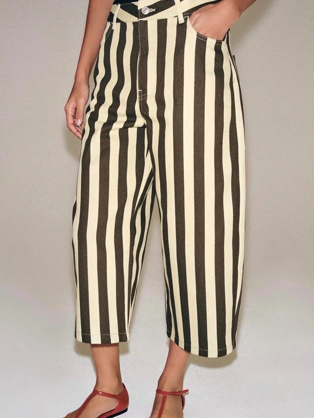 Striped Cropped green Pants